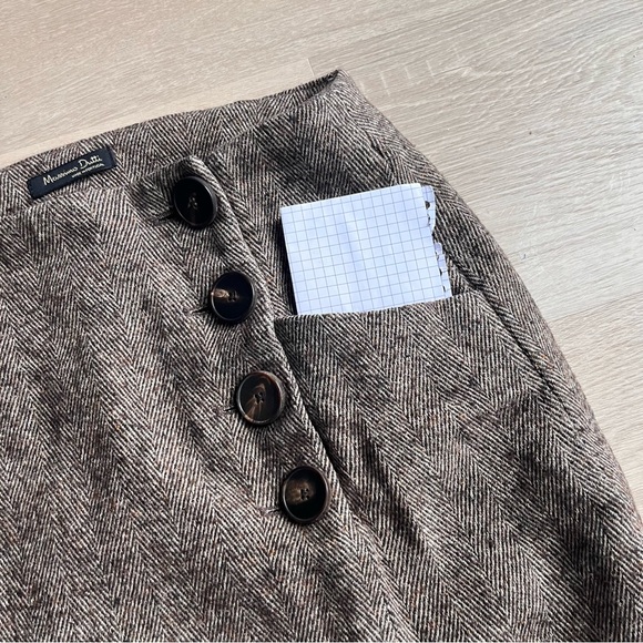 Massimo Dutti midi Autumn brown Chic Shortened Skirt with Front Pockets &buttons - Picture 5 of 10